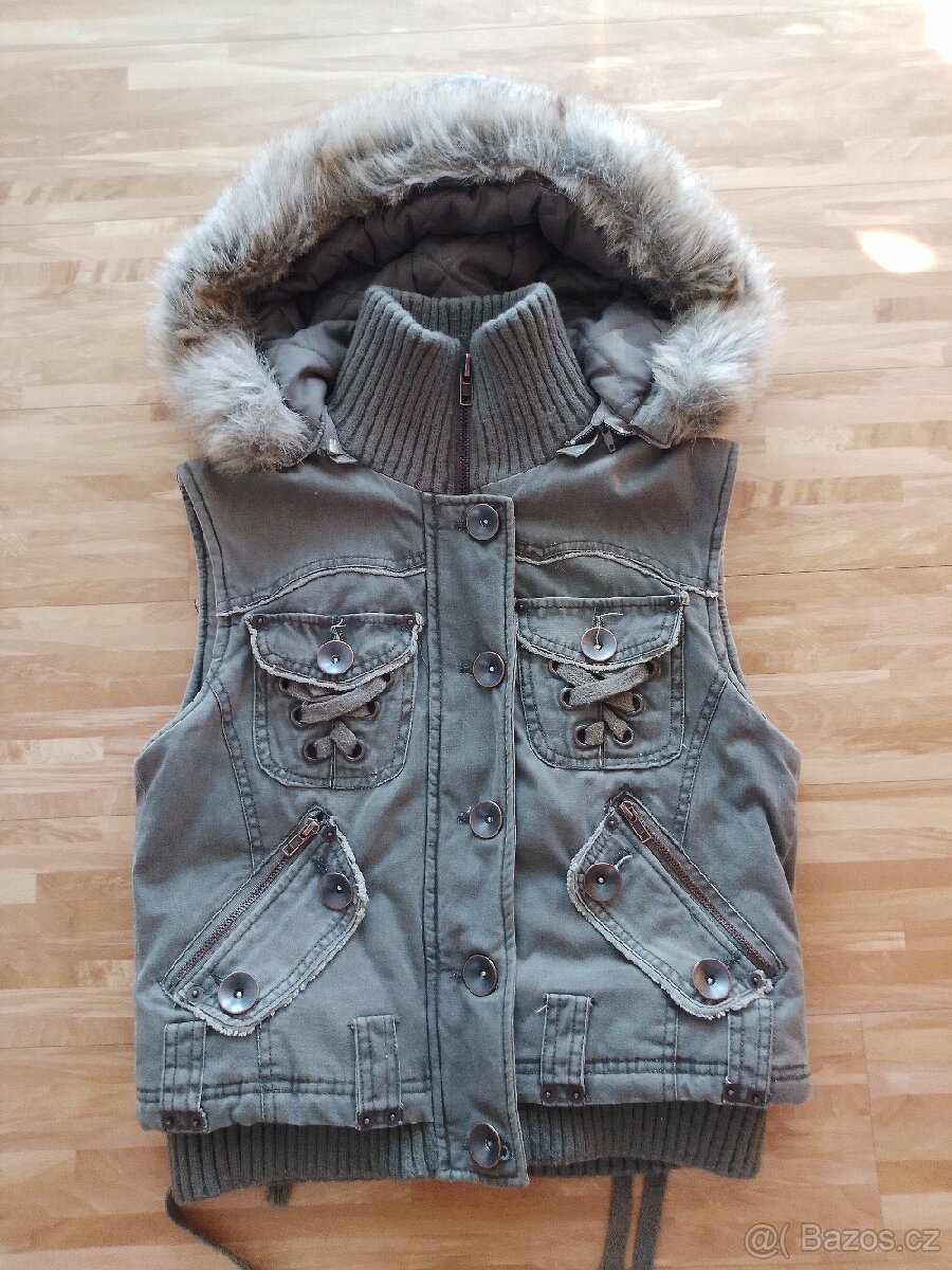 Divci khaki vesta, vel 164 (S)