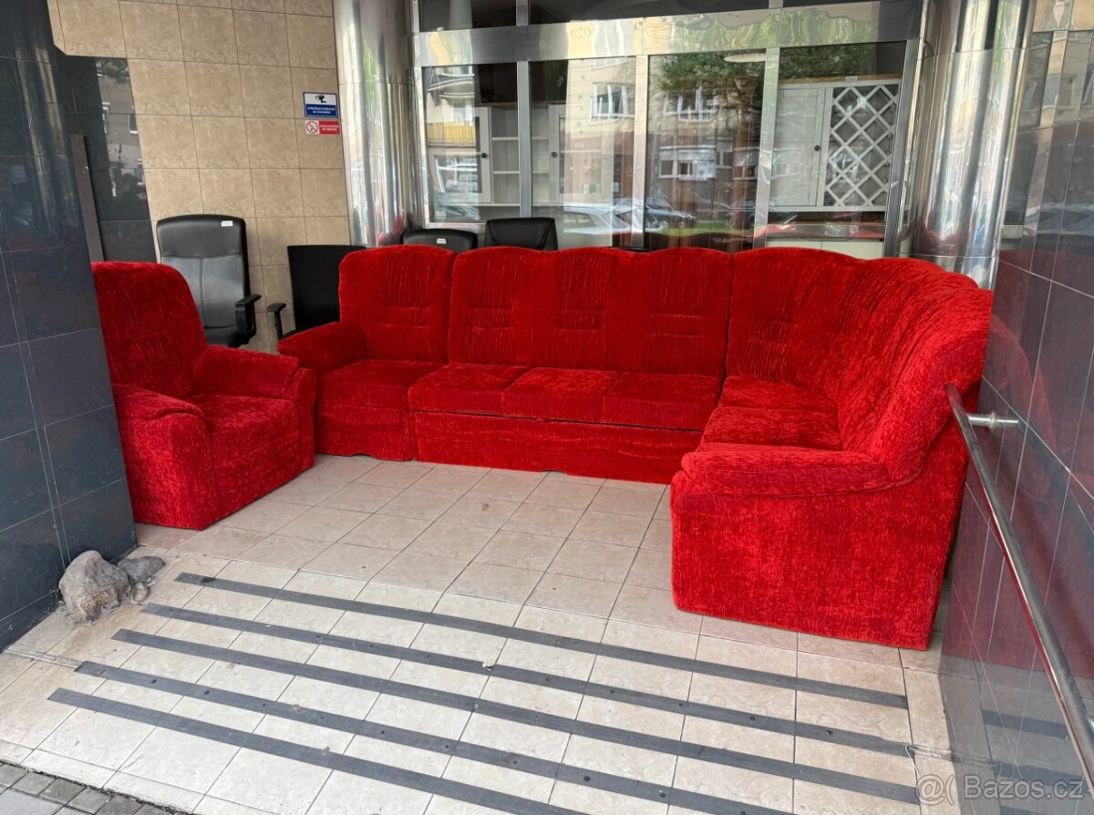 Rozkládací sedačka s úl. prostorem +křeslo KOMPLET