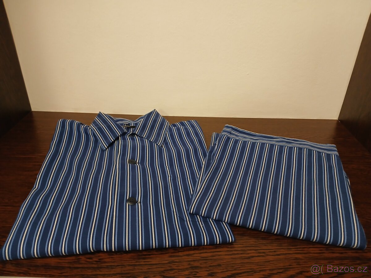 Pánské pyžamo vel. L - XL, plátěné 100% bavlna, proužek