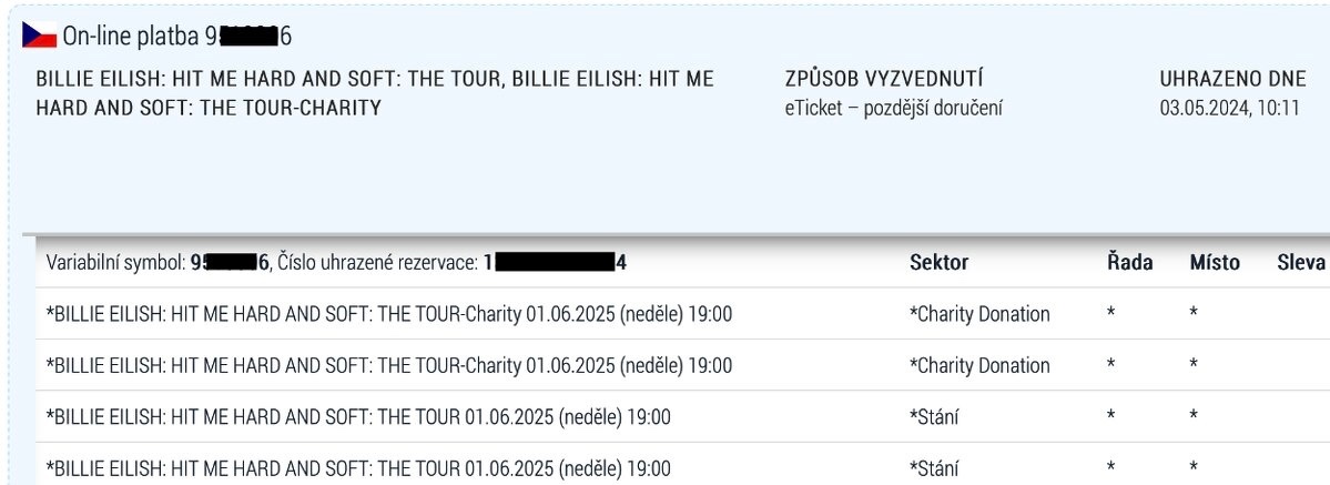 PREDÁM 2x lístok na Billie Eilish, písať MAIL