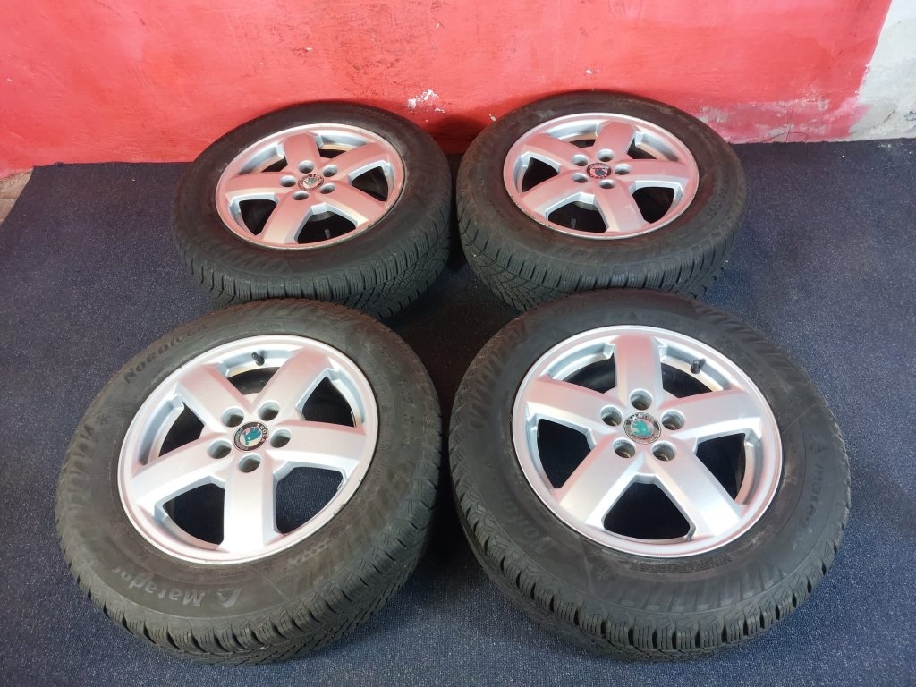 ALU disky Škoda 5x100 R15 se zimními pneu 195/65 R15