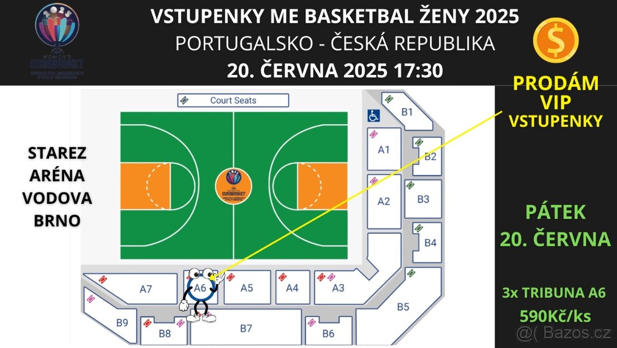 Vstupenky ME BASKETBAL ŽEN (Eurobasket) v Brně POR vs. ČR