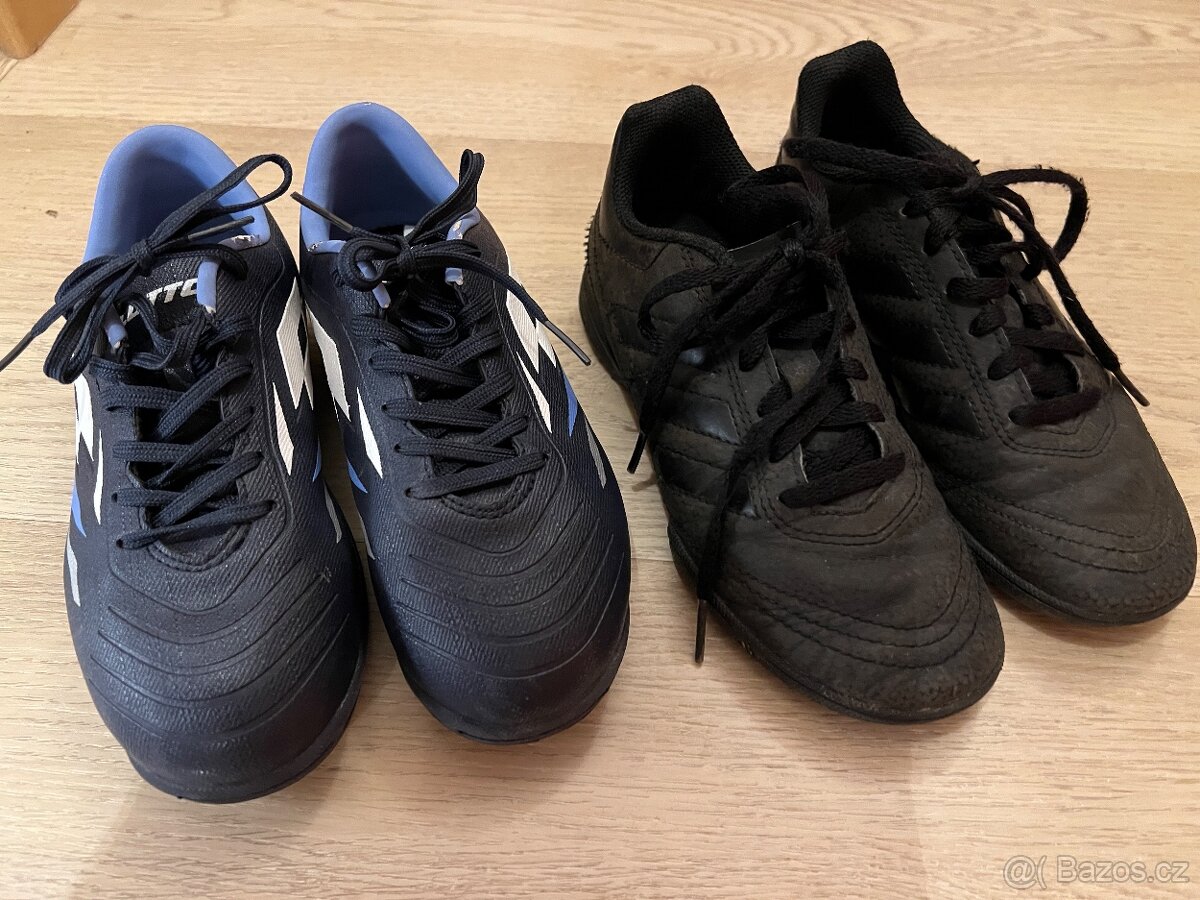Tenisky sálovky Lotto 32, kopačky turfy Adidas 33