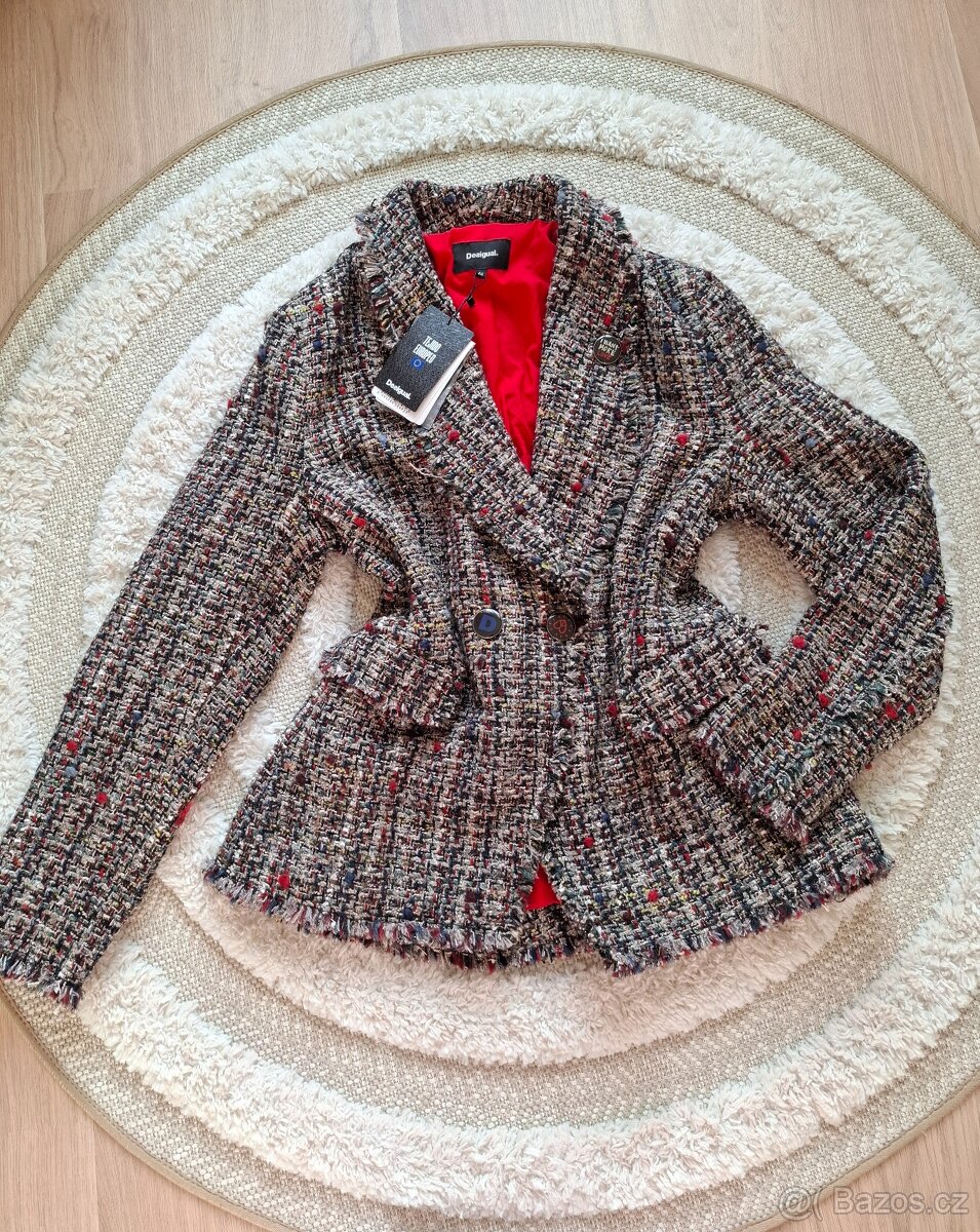 Tvídové vlněné sako Desigual