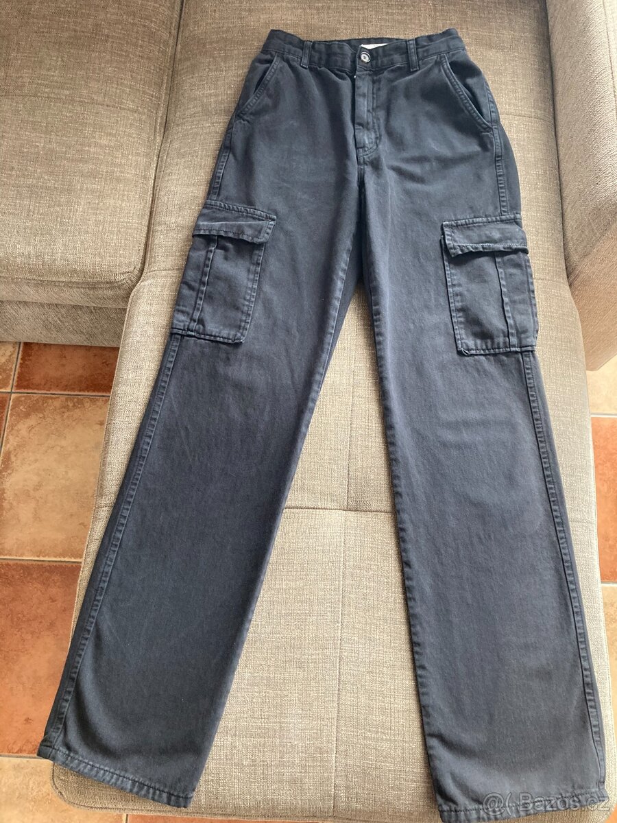 Dámské plátěné kalhoty s kapsami vel. 36