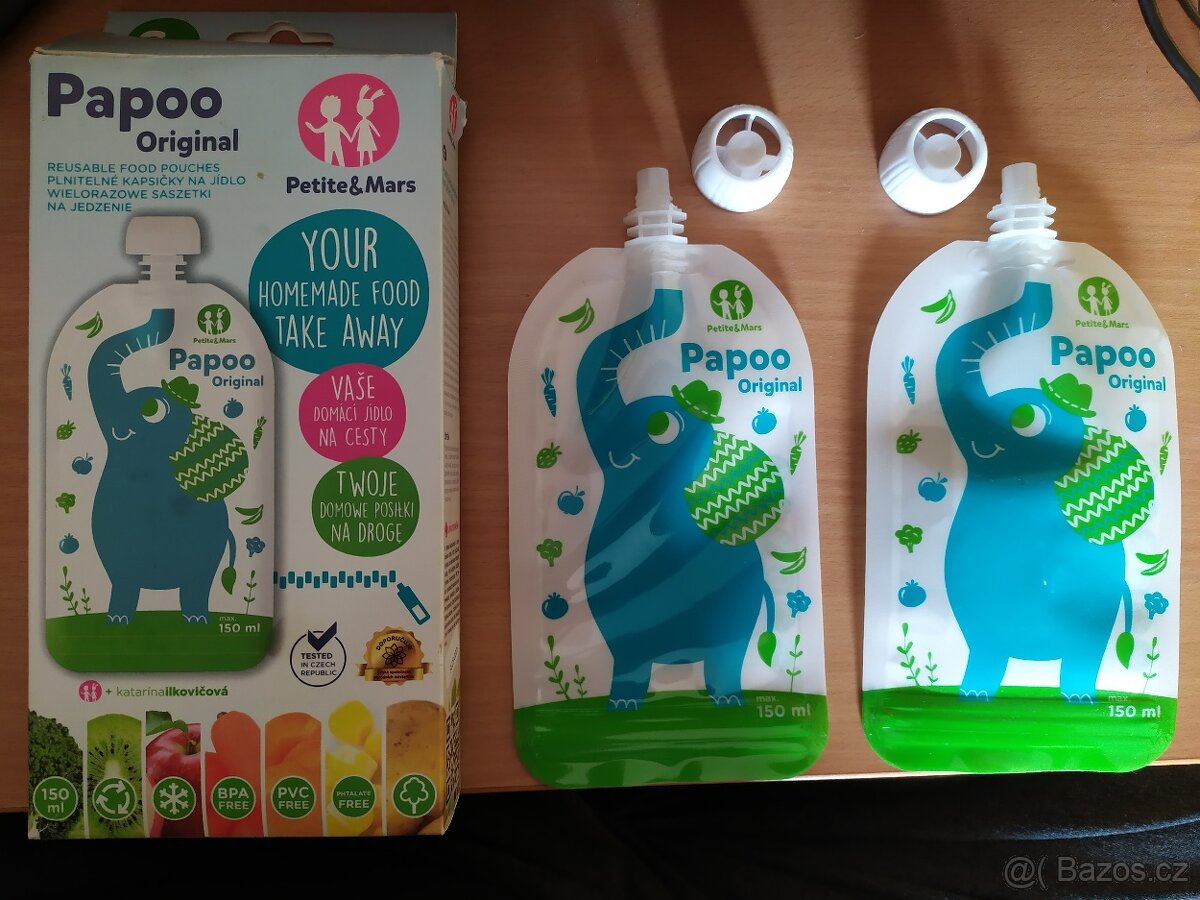Petite&Mars Papoo Slon kapsička na jídlo 2 ks