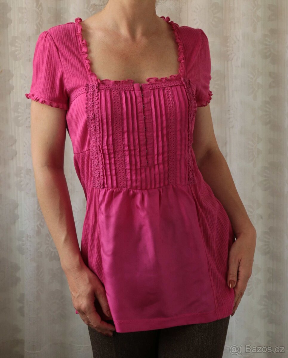 Růžová tričkohalenka s háčky Next vel.40