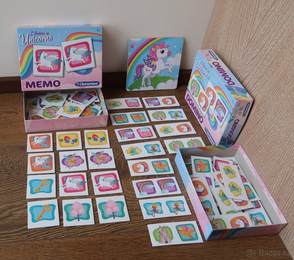 Set her(domino, pexeso) a puzzle s jednorožcem
