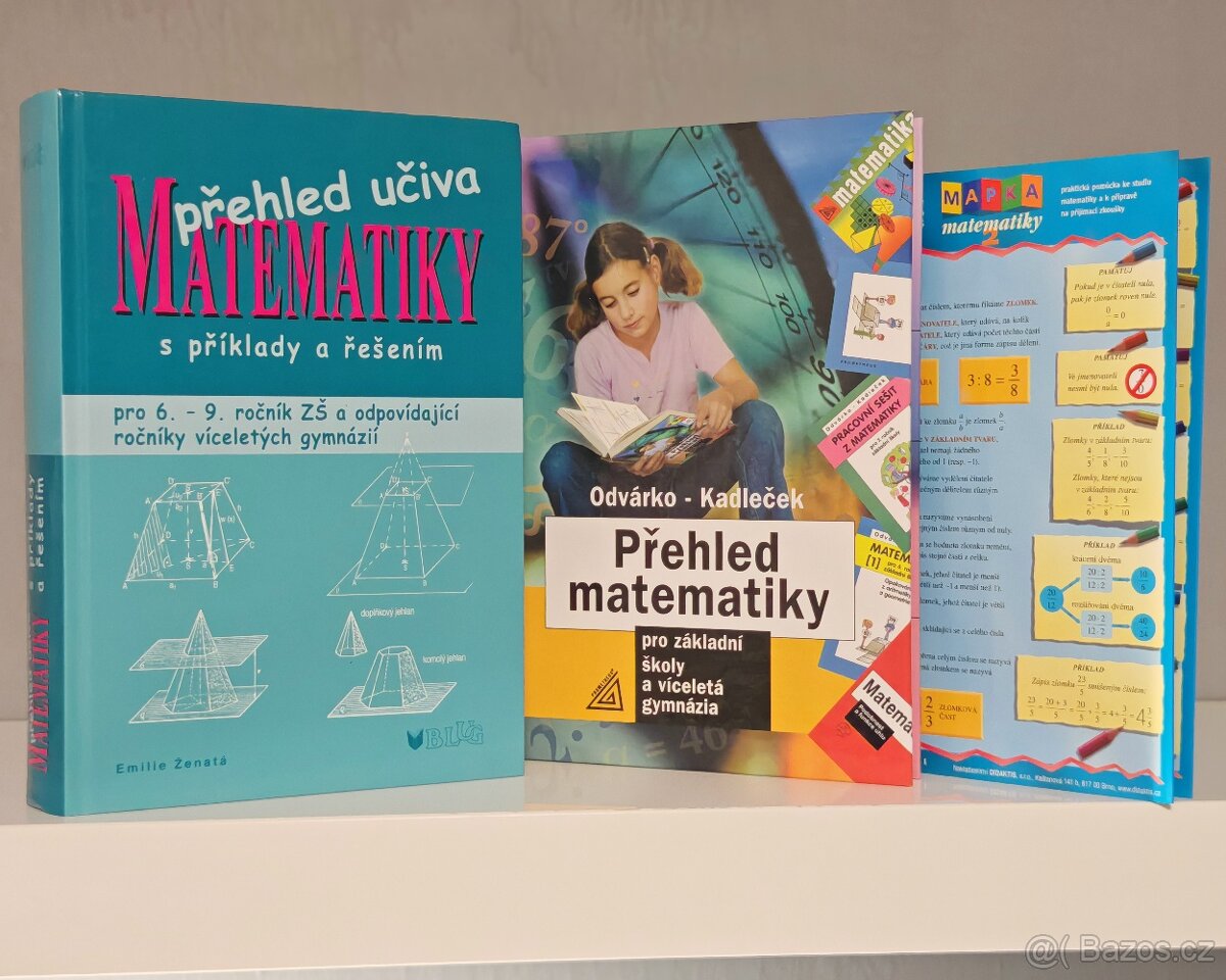 Sada 2 ks učebnic Přehled učiva MATEMATIKY pro ZŠ + tahák