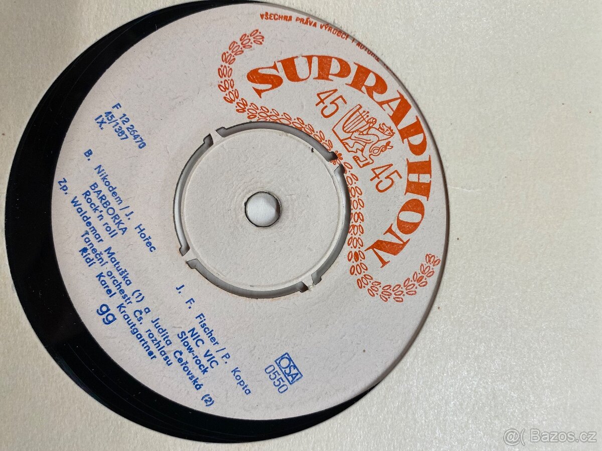 Gramofonová deska Supraphon Krátký 45 záznam, cena za kus