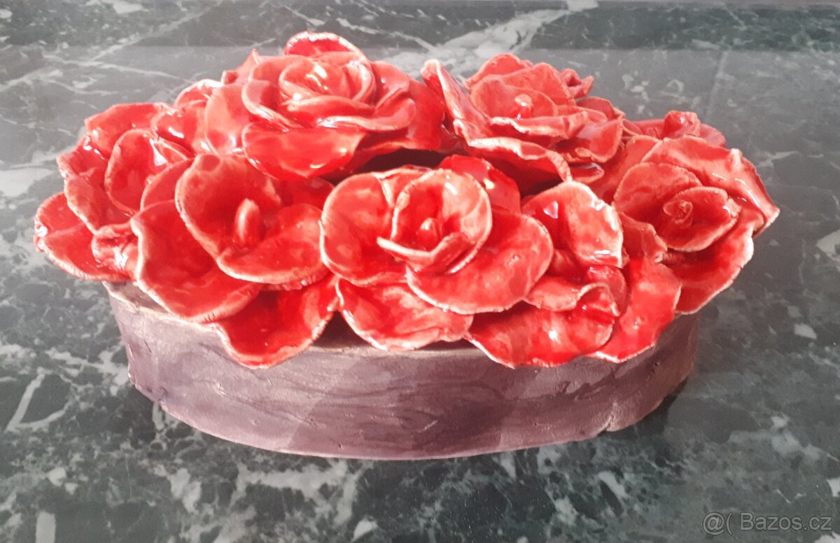 Keramická mísa s růžemi - vlastní tvorba