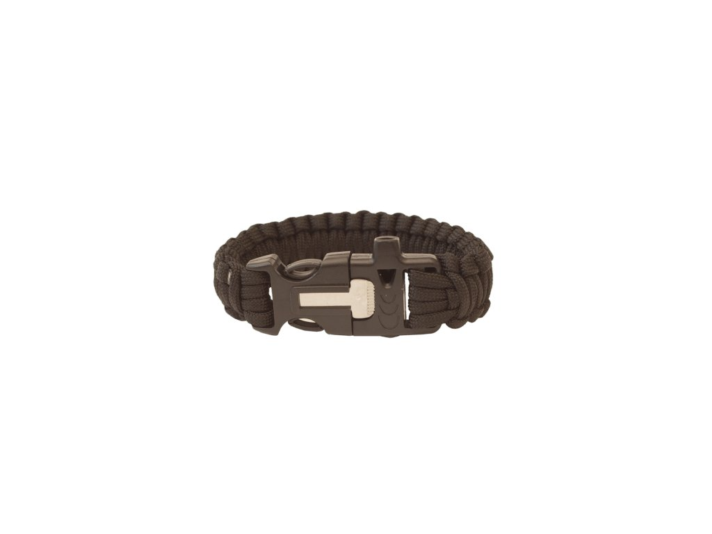 YATE Paracord - náramek, trojzubec, píšťalka, křesadlo - čer