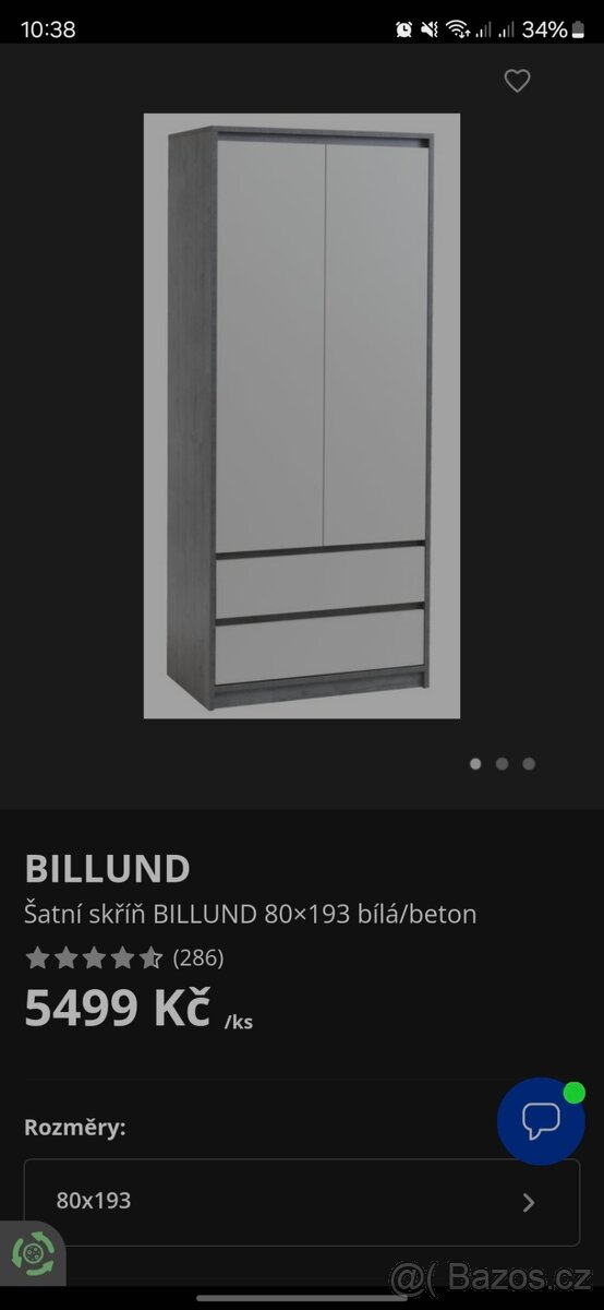 Skříň Jysk bílo šedá 80x193