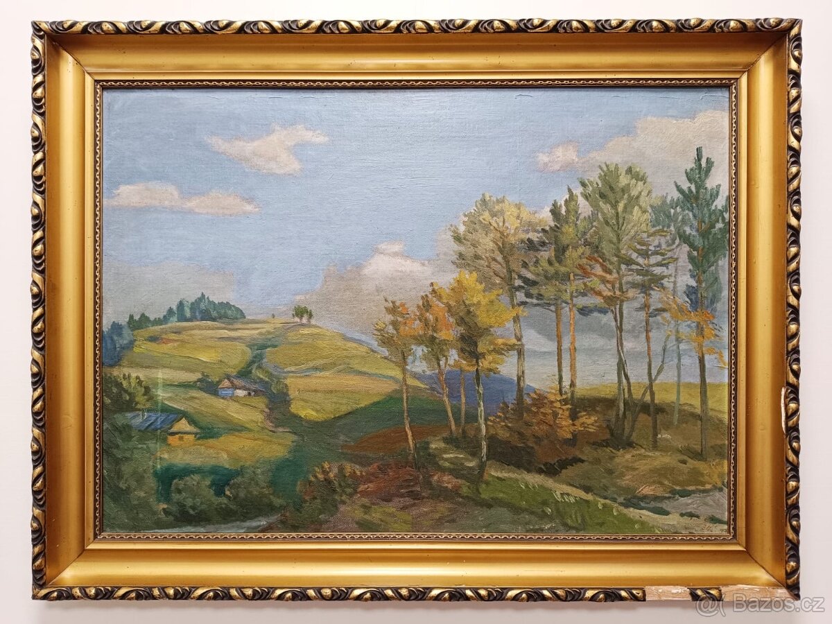 Obraz Chalupy v kopcích 1934, olej 58x77