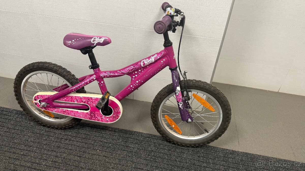 Dětské dívčí kolo GHOST Powerkid 16 Pink/Violet + helma