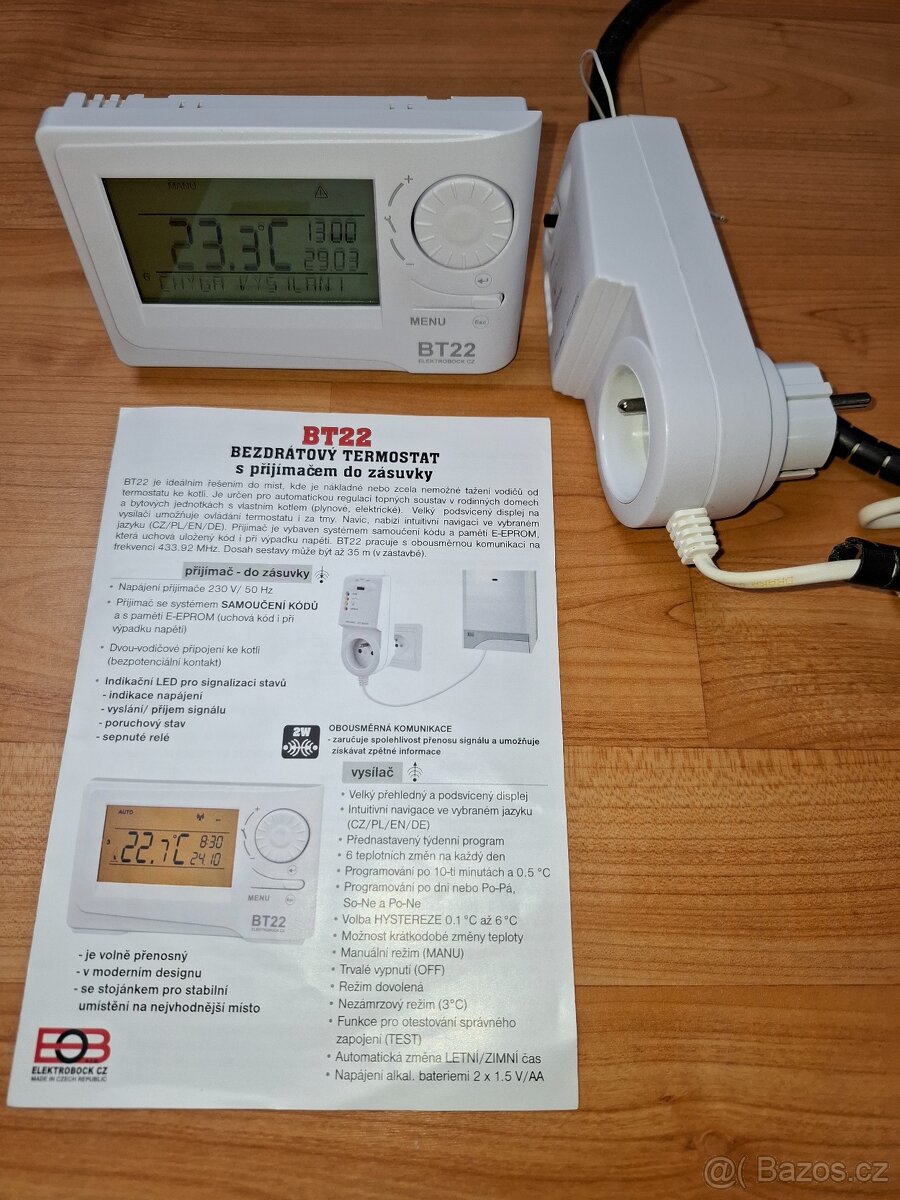 Bezdrátový termostat ElektroBock BT22 + přijímač