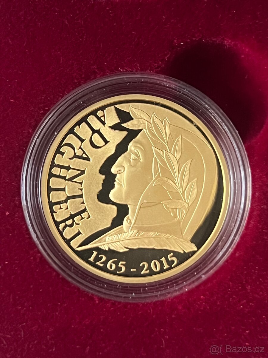 Zlato / zlatá mince Dante Alighieri proof