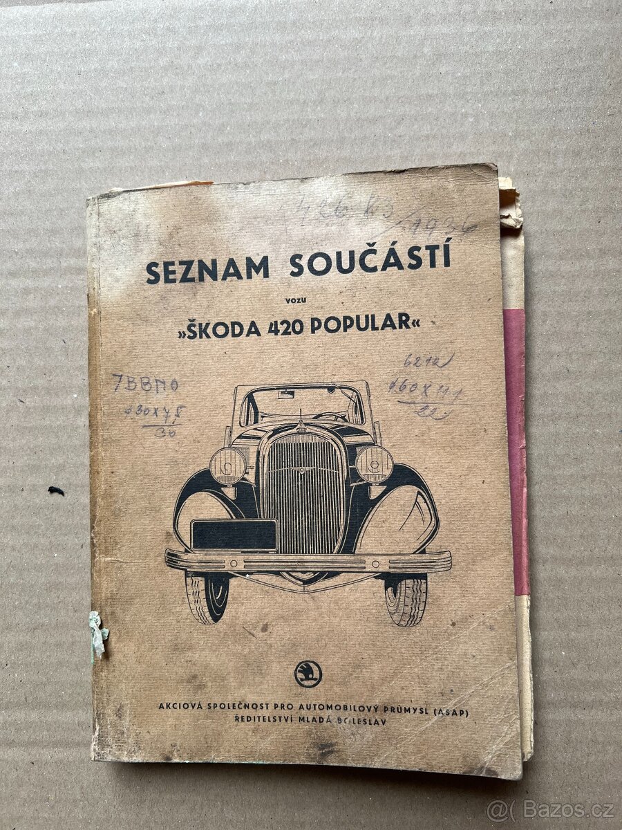ŠKODA 420 POPULAR seznam součástí