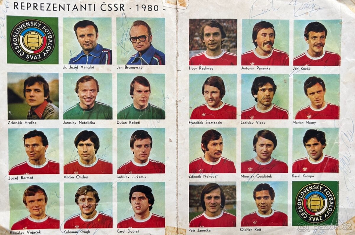 PRODEJ PODPISŮ FOTBALISTŮ ČESKOSLOVENSKA EURO 1980