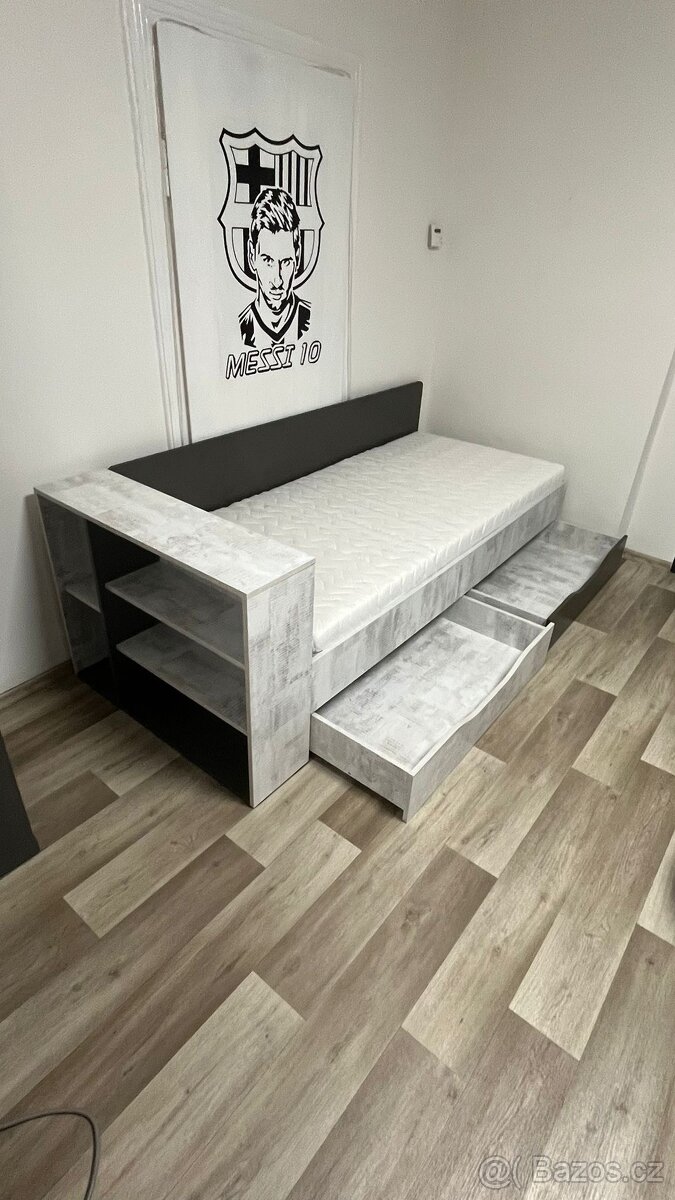 Prodám postel s úložným prostorem 90x200 + matrace