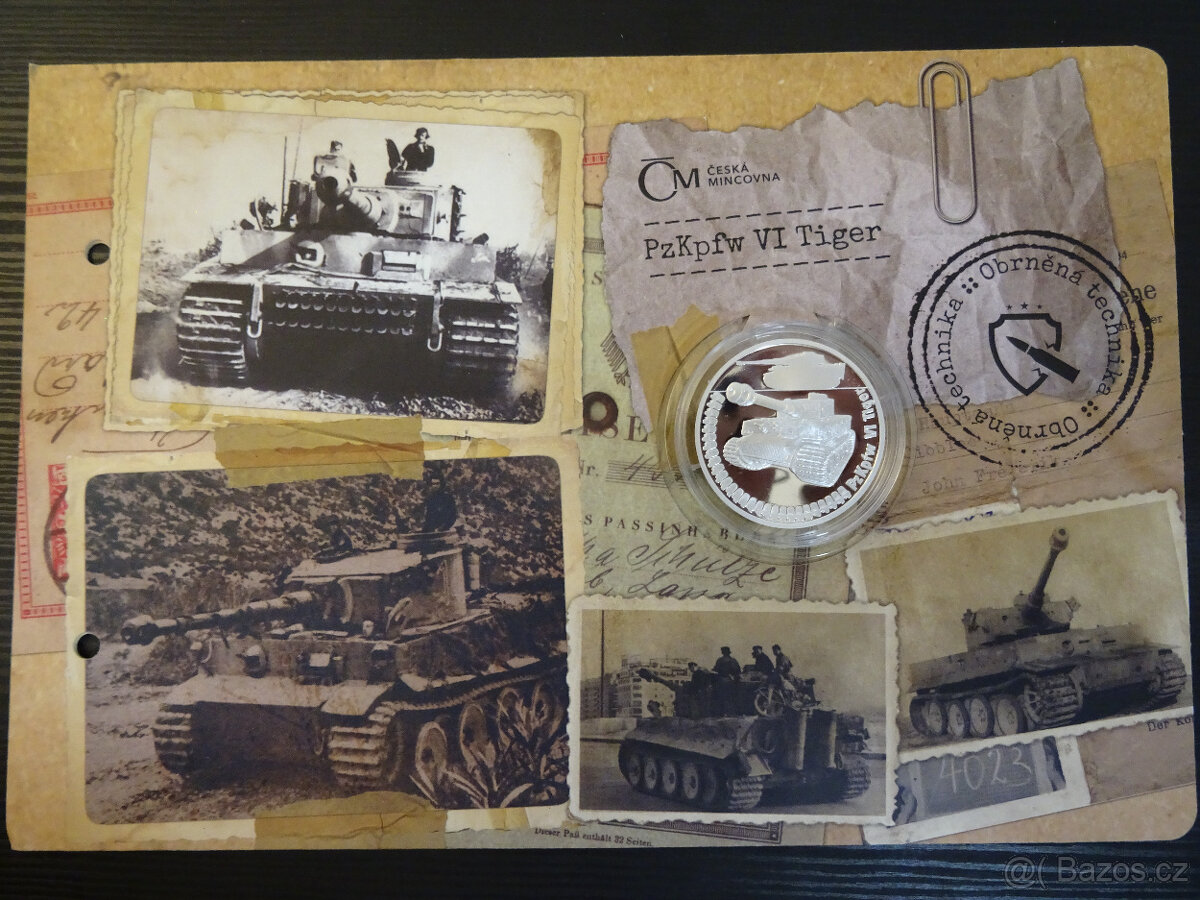 Stříbrná mince Obrněná technika - PzKpfw VI Tiger proof