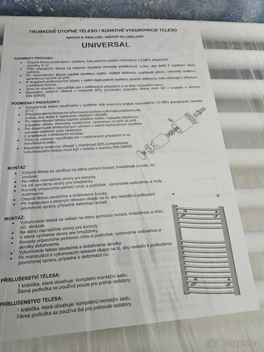 Trubkové topné těleso - žebřík