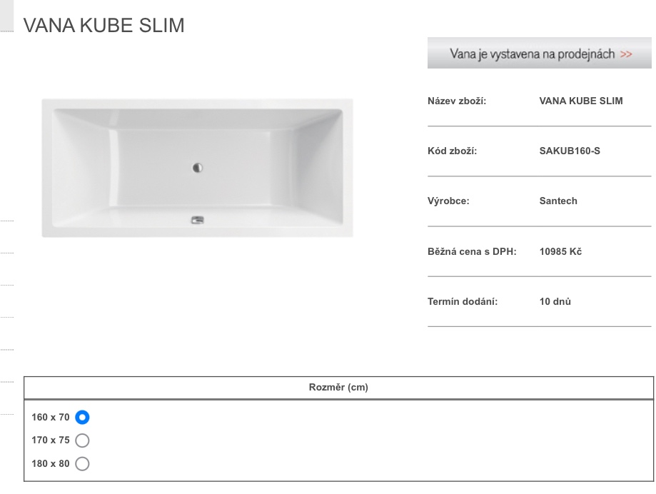 Vana Santech Kube SLIM 160x70