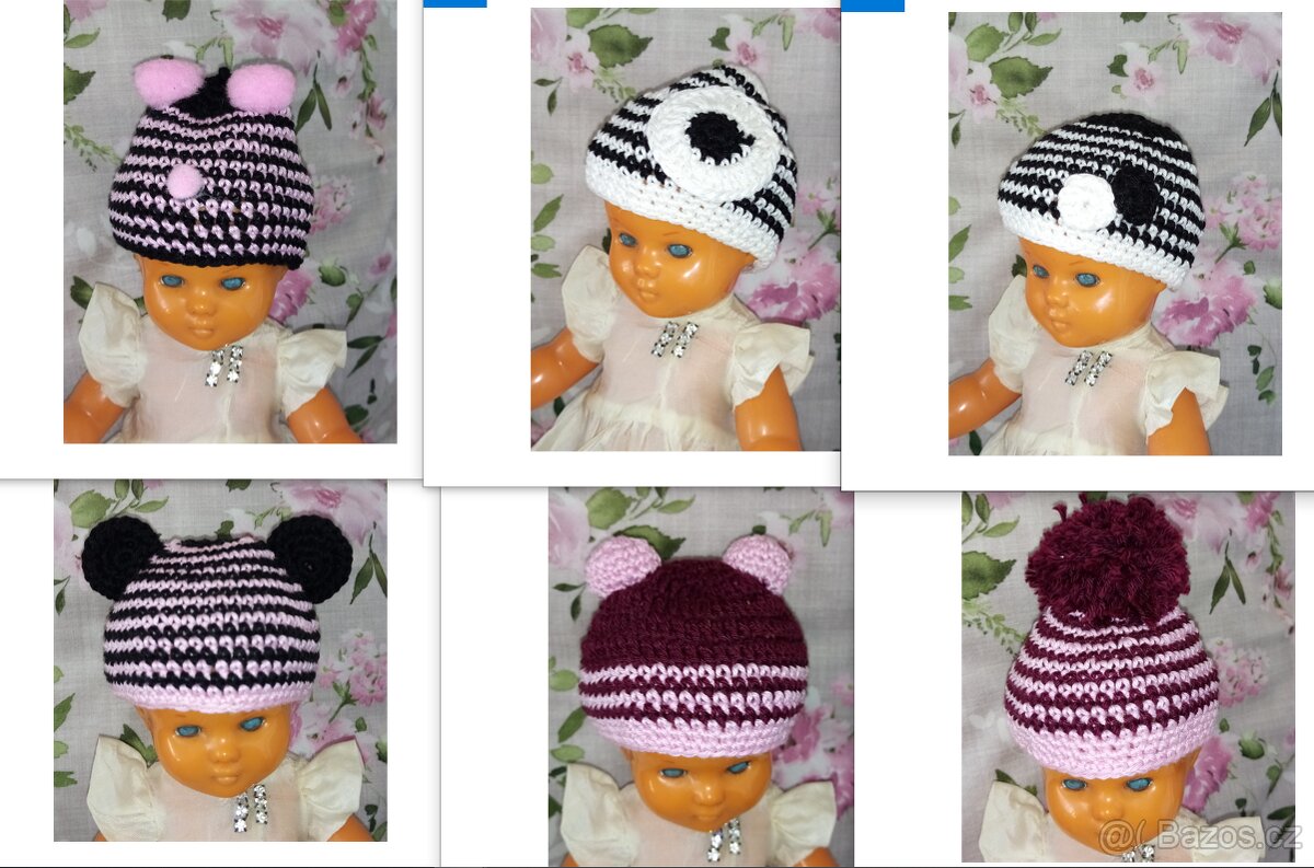 Čepičky pro panenky Zuzanky , BJD, Paola Reina