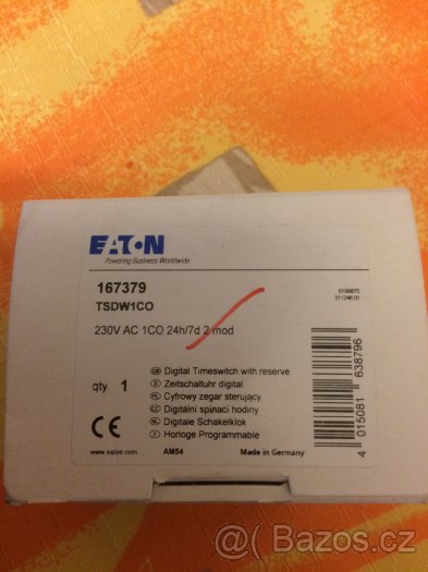 EATON TSDW1CO 167379 Sp. hodiny digitální, 1-kanál, týdenní