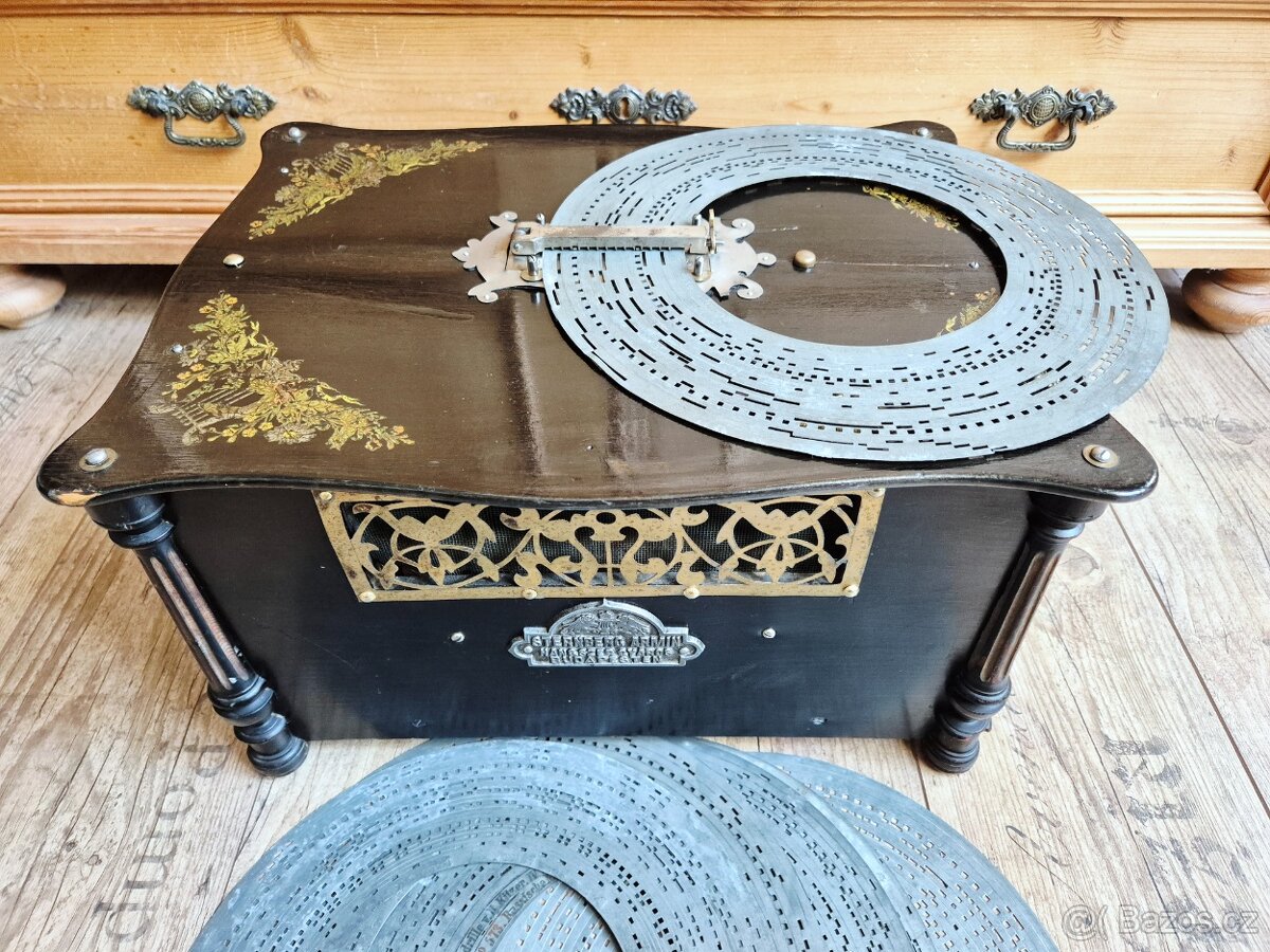 Starožitný hrací stroj, Flašinet Phoenix, 1900