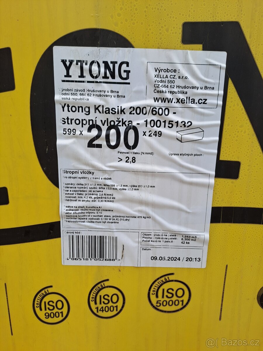 Prodám stropní vložky Ytong
