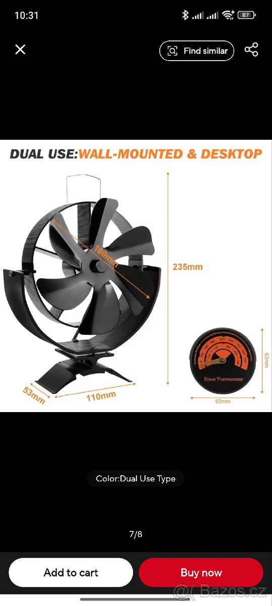 Velký krbový ventilator