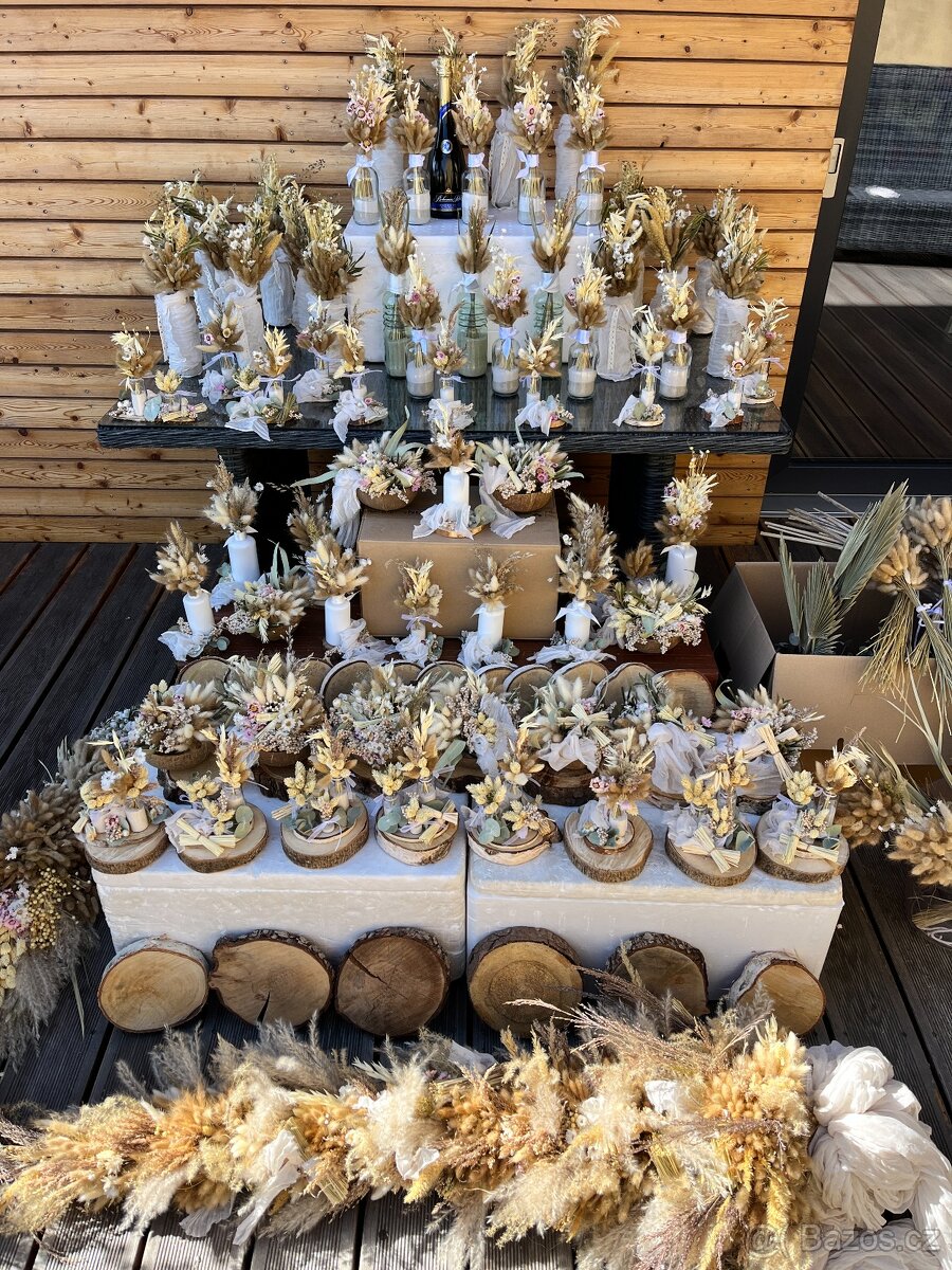 Svatební květiny, dekorace na svatbu, kompletní set
