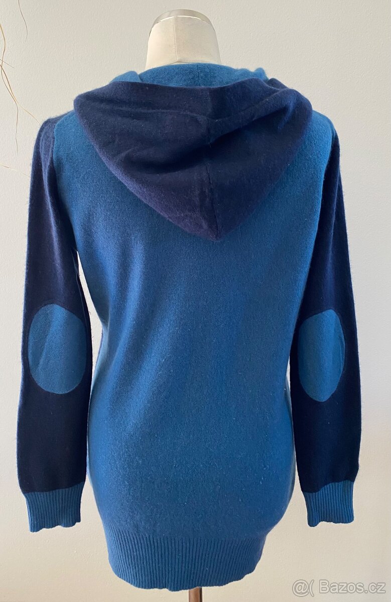 100% kašmír, Kašmírový delší svetr s kapucí zn.Arqueonautas