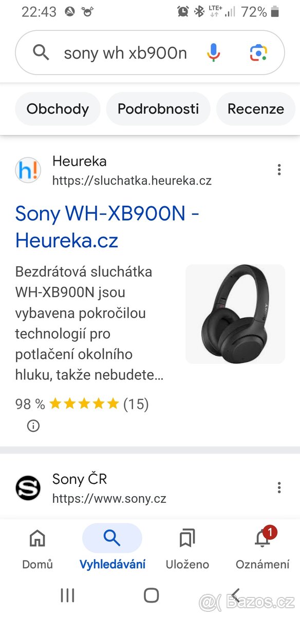 Sony sluchátka typ vyfocený blutu...