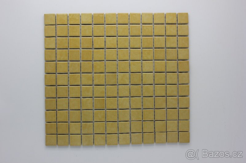 Mozaika, glazovaná, žlutá, lesk, rozměr 25x25mm
