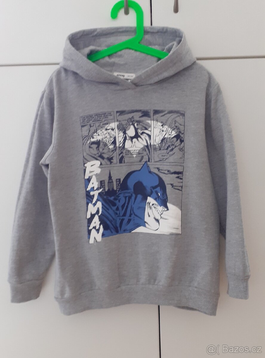 Šedá mikina s kapucí Batman