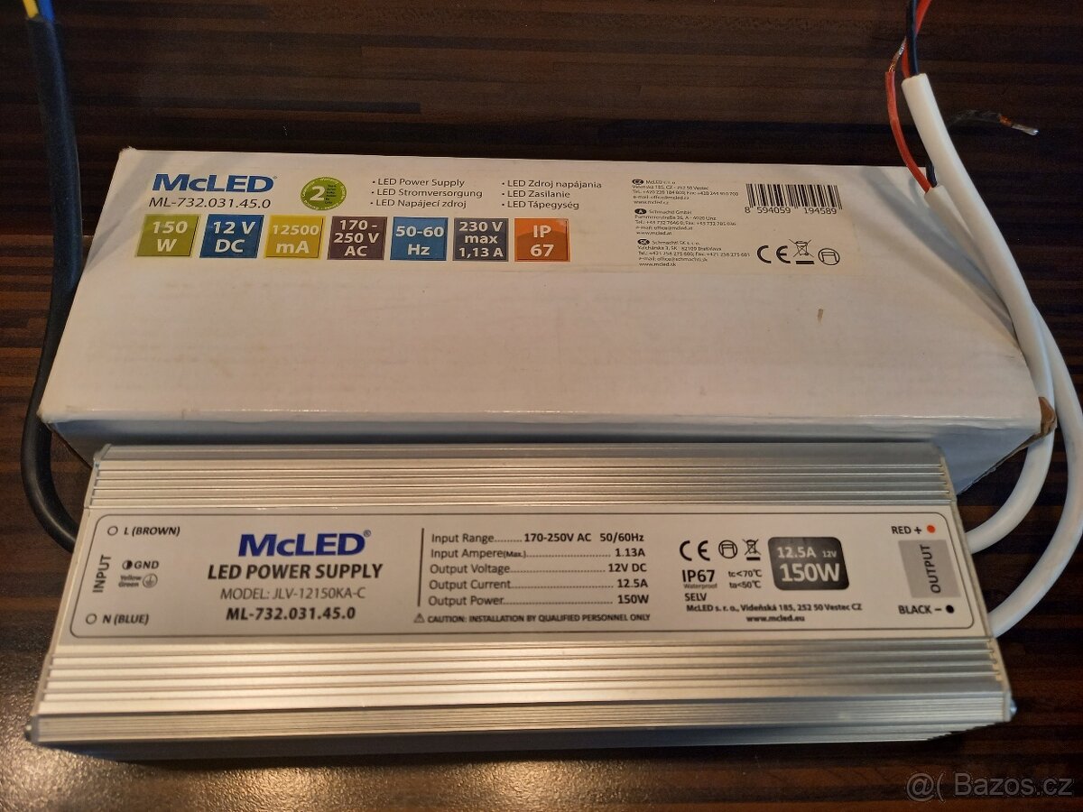 McLED napájecí zdroj pro led pásky12V 150w