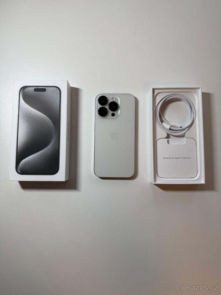 iPhone 15 Pro 128GB bílý titan TOP STAV