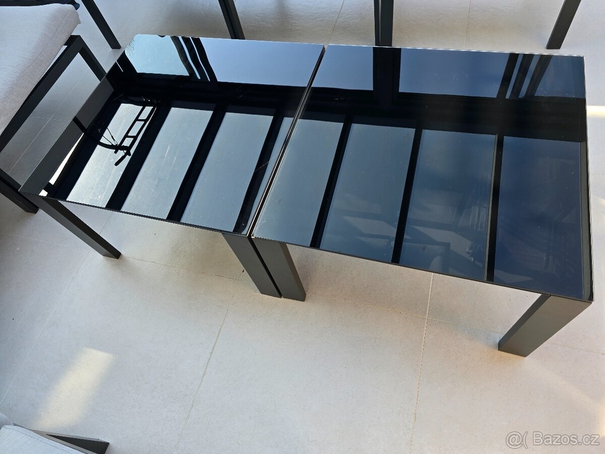 Konferenční, zahradní stolek 70x70x40 černý 2x
