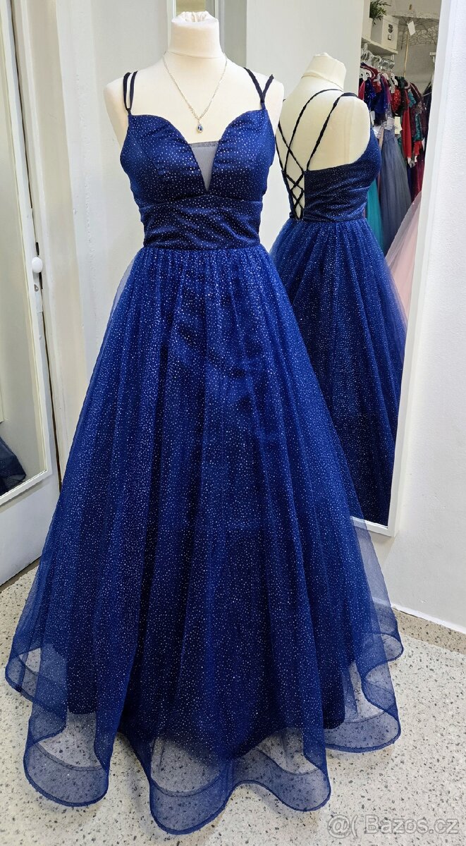 NOVÉ plesové šaty TŘPYTIVÉ MODRÉ