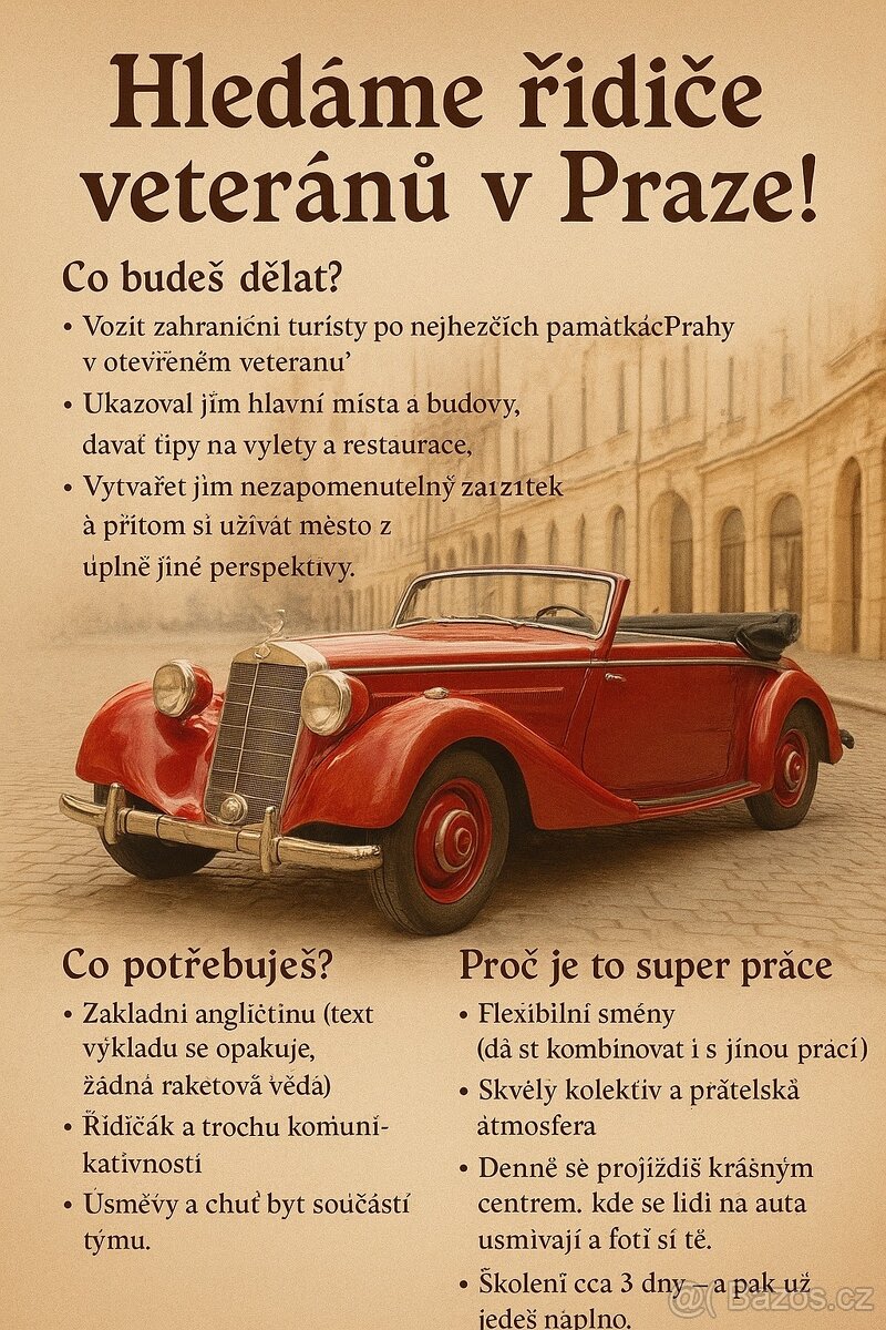 Hledáme řidiče veteránů v Praze - řidič taxi uber bolt