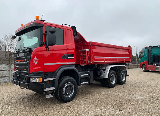Scania G410 6x6 - třístranný sklápěč