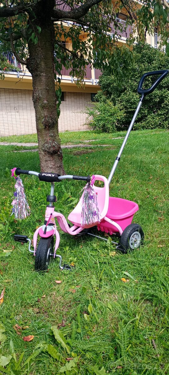 Tříkolka Puky s vodící tyčí a s nafukovacími koly