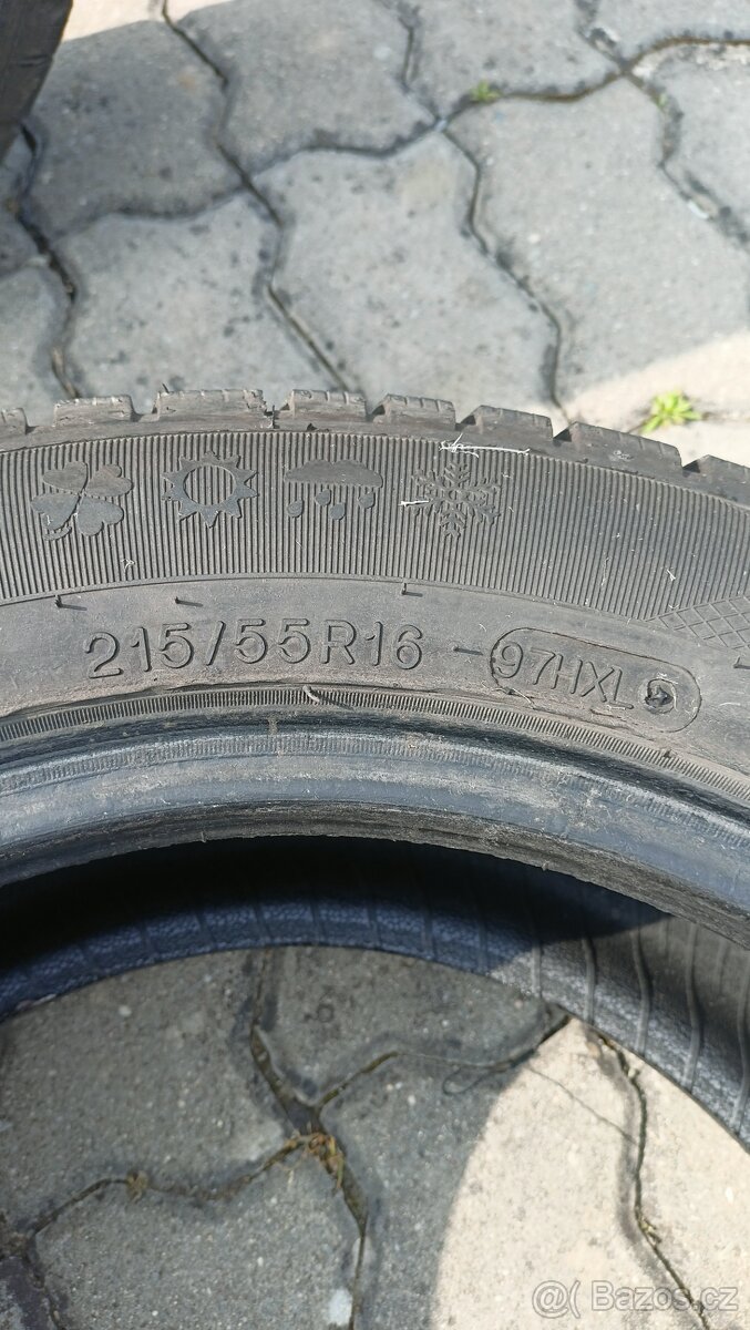 Prodám celoroční pneu 215/55/R16. 2 kd
