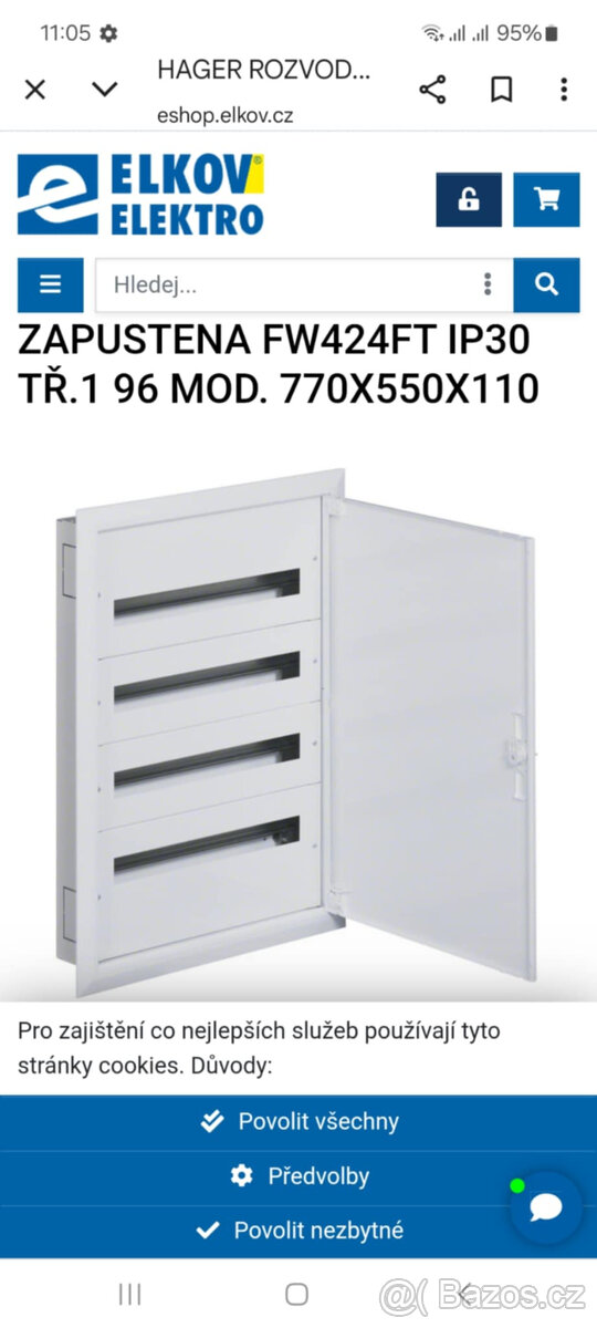 Rozvaděč Hager 96M montáž do zdi nový