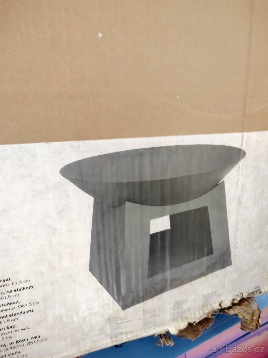 Kovové ohniště kulaté cca 62cm na podstavci-nové