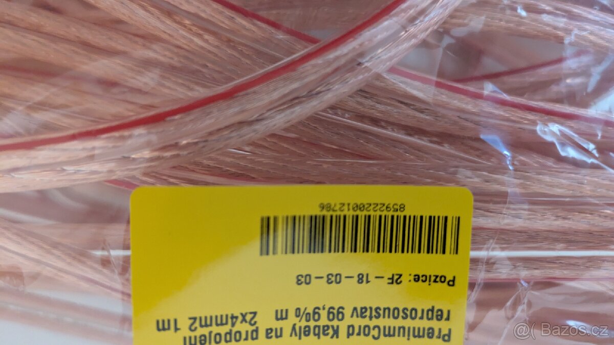 Kabely
propojení reprosoustav
99,9% měd' 2x4mm2