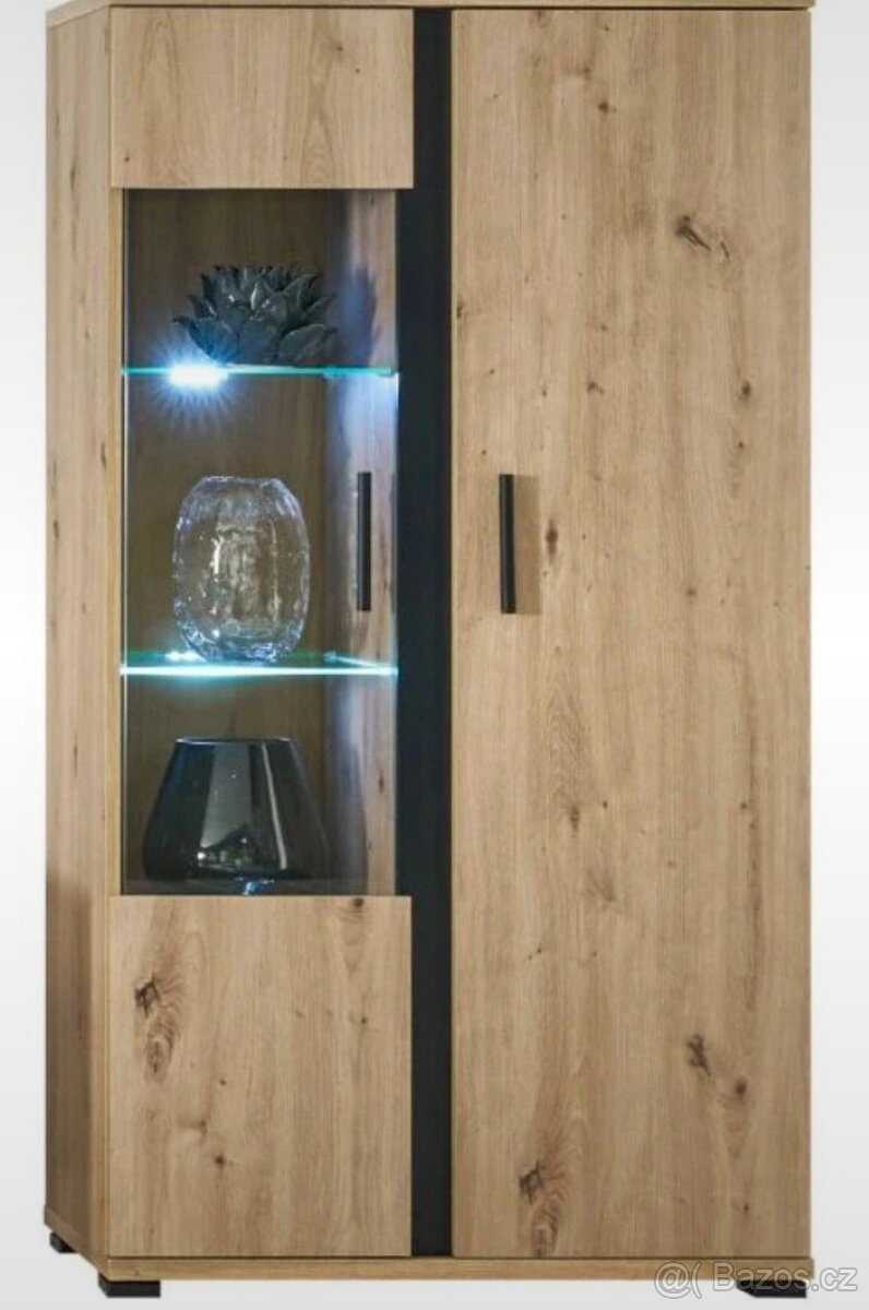 Nízká komoda dub artisan/černá