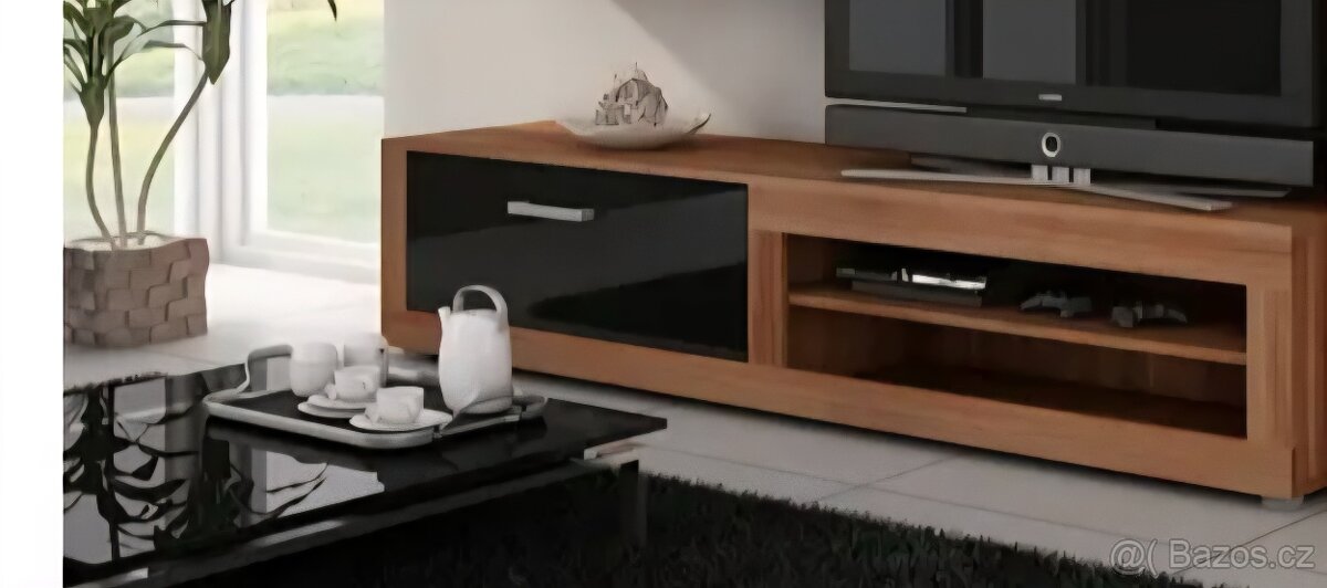 Tv stolek švestka/ černá nový zabalený